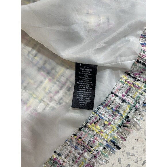 Worthington Women's M Tweed Blazer Jacket White Multicolor Pink Old Money Classy - Picture 10 of 14